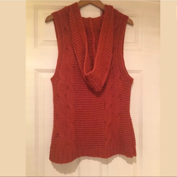 Eddie Bauer Orange Sweater Toggle Vest. Hoodie. - Picture 2 of 6